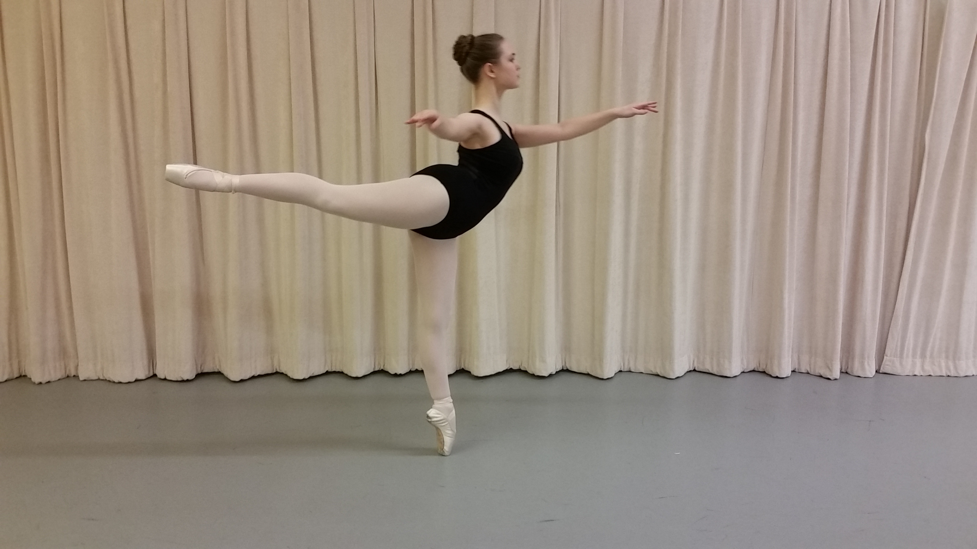 Rebecca doing an arabesque