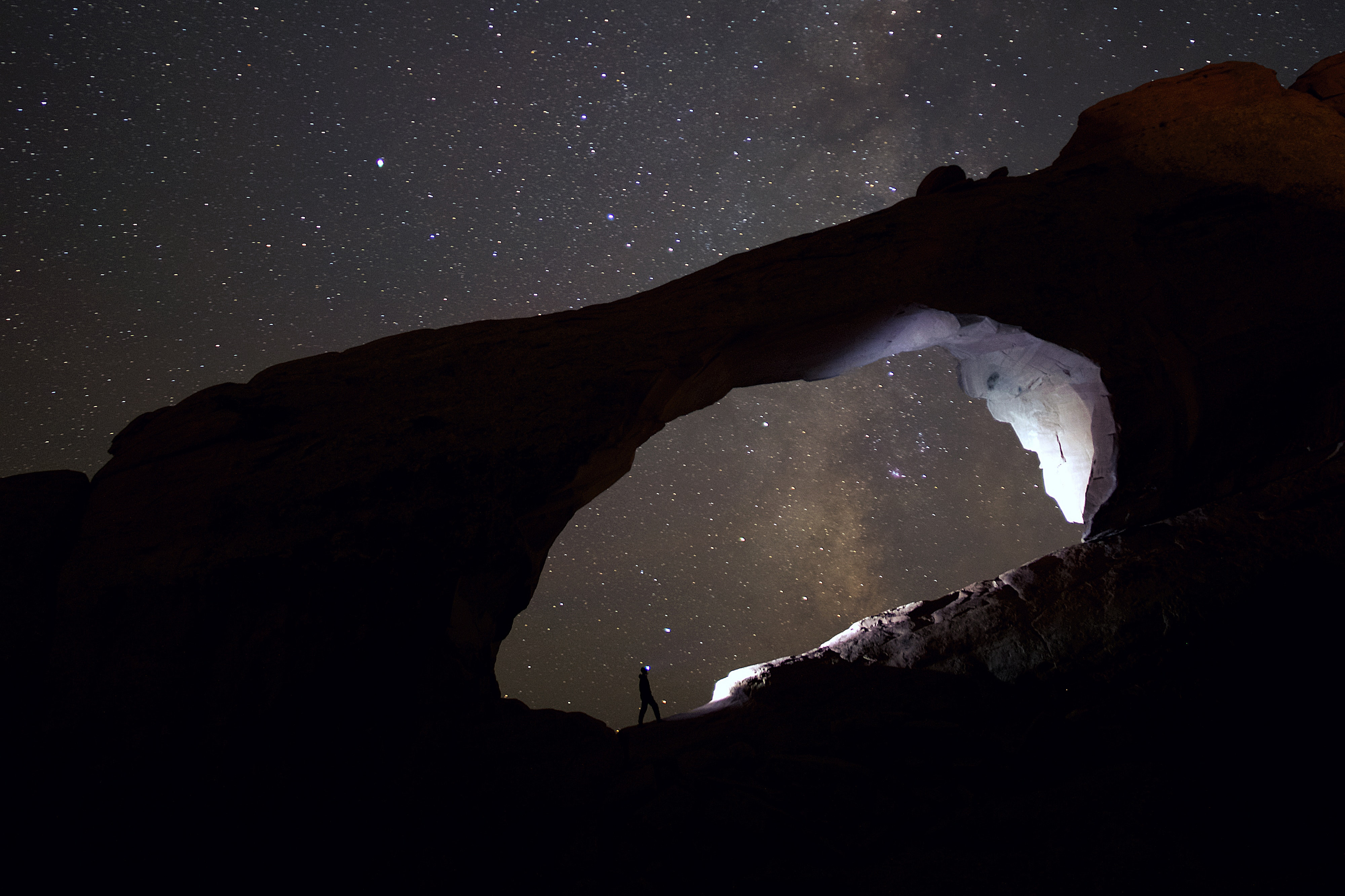 Utah arch at night